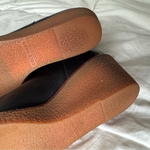 COLE HAAN Grand OS Auden Wedge Ankle Boot Sz 9B Black Leather Waterproof Zip - Picture 8 of 10